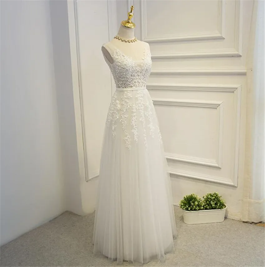 as picture На заказ вечернее платье с кружевной аппликацией vestidos de boda invitada Sashes Dercation Flooe length vechernee Party - Цвет: as picture