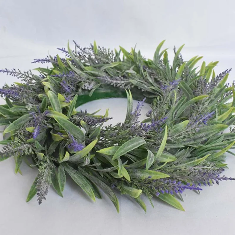 Artificial Wreath, Door Wreath Diameter 35cm Lavender Spring Wreath Round Wreath for The Front Door, Home Decor