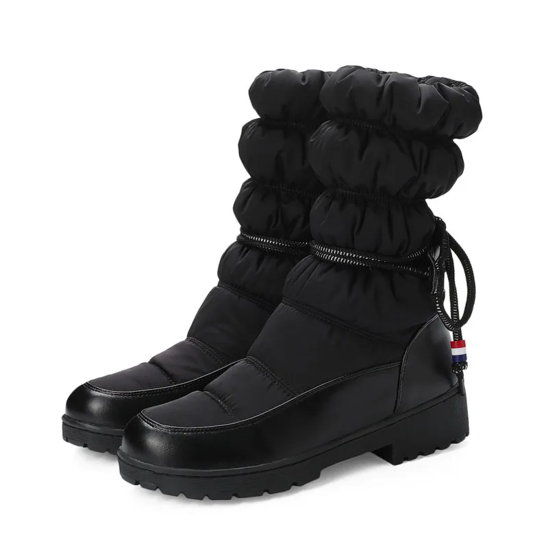 FEDONAS/зимние теплые тонкие женские зимние ботинки; женские ботильоны на шнуровке; Повседневная офисная обувь; женские удобные короткие ботинки на пуху - Цвет: Черный