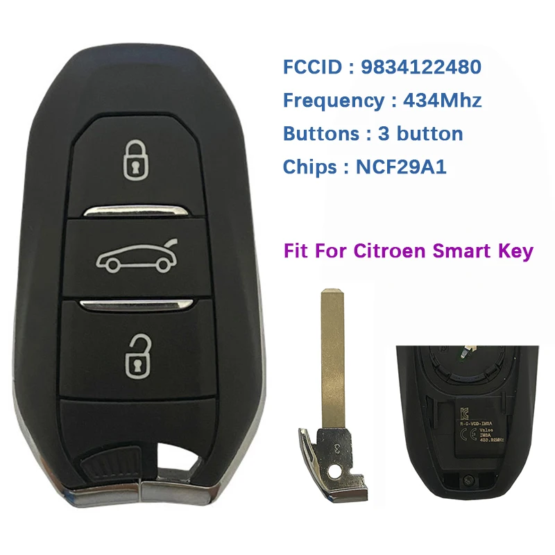 Оригинальный смарт-ключ CN016043 с 3 кнопками для Citroen частота дистанционного