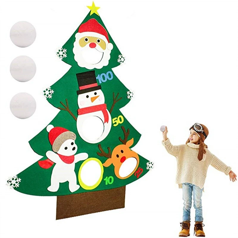 Рождественские игры с 3 снежинками DIY войлочные Рождественские елки новогодние подарки Детские игрушки настенные подвесные украшения Рождественский Декор