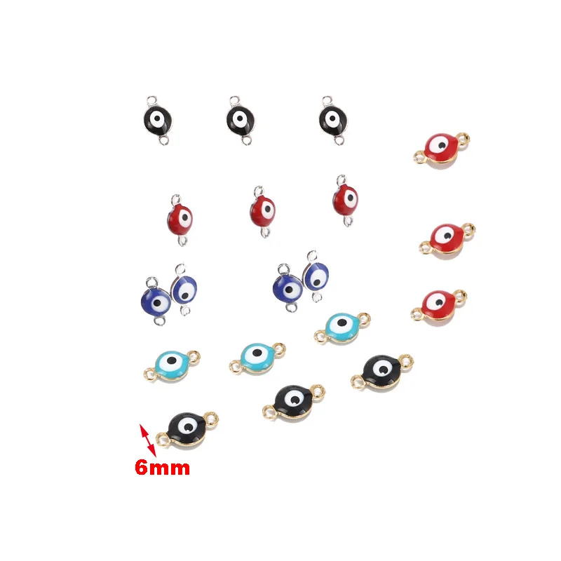 20PCS Stainless Steel Evil Eye Charm Connectors 6mm Gold Fashion Connector Beads for DIY Necklace Bracelet Jewelry Making