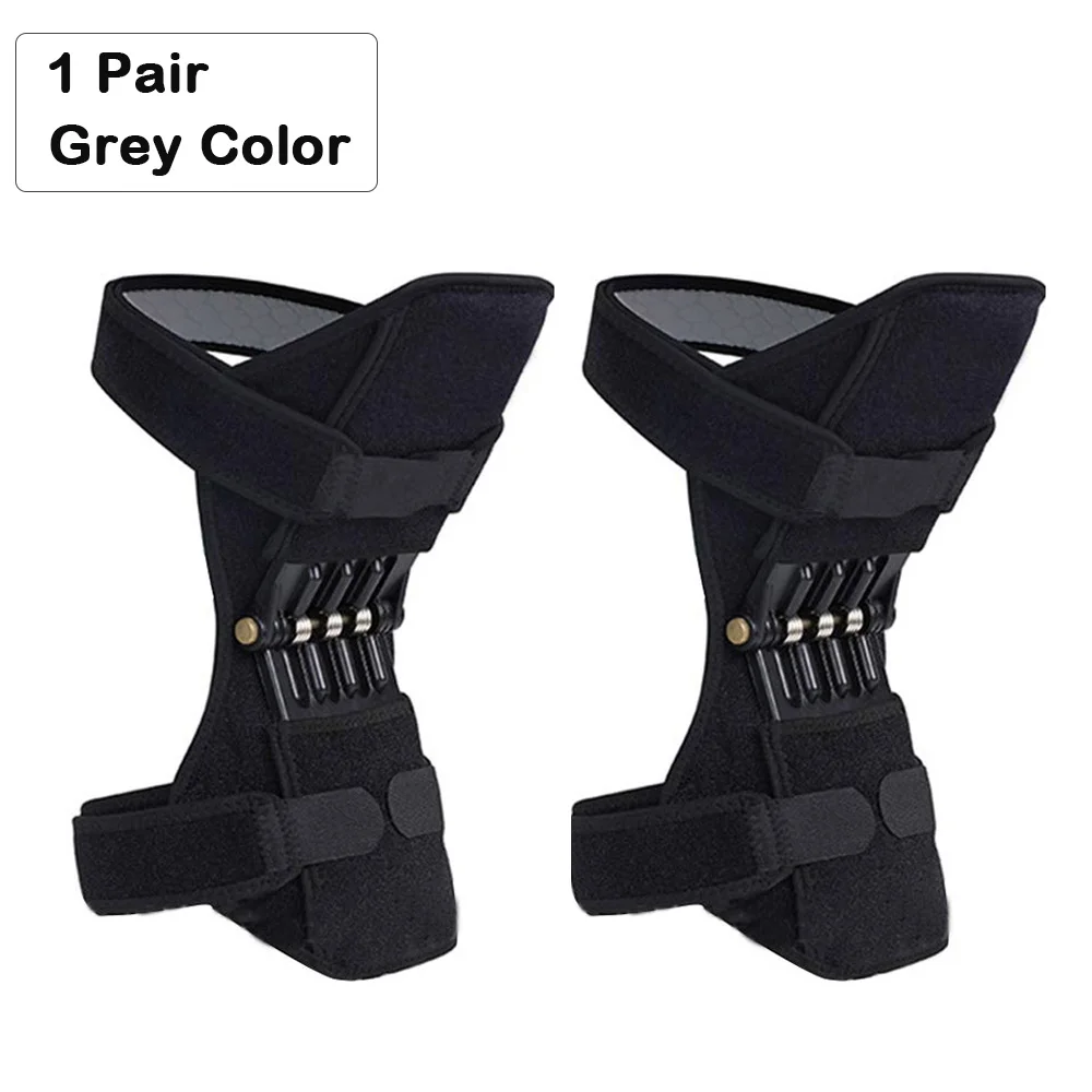 Breathable Non-slip Joint Support Knee Pads Lift Joint Powerful Rebound Spring Force Knee Booster Protective Sports Knee Pad - Цвет: 1 Pair Grey