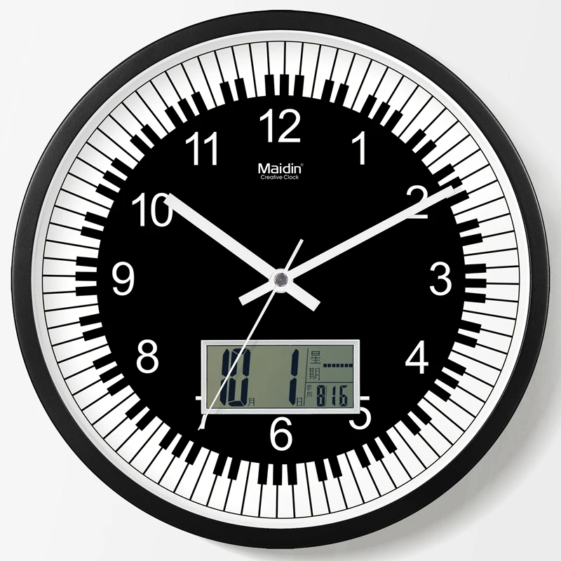 

Silent Led Wall Clock Modern Art Music Piano Classroom School Decorative Watch Calendar Temperature Reloj Cocina Decor SC315