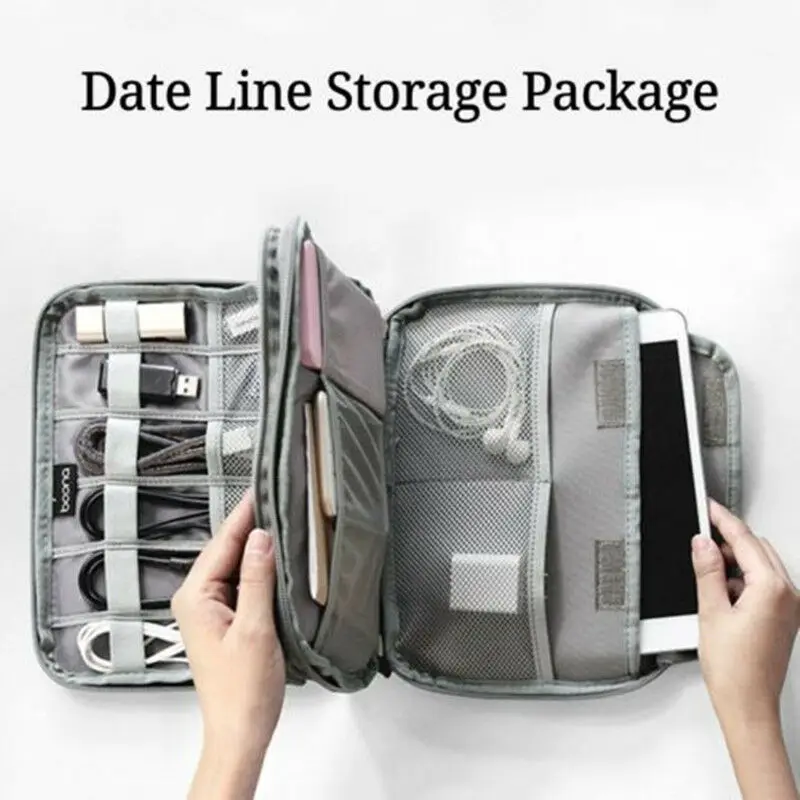 

SD Cards Flash Drives Wires Earphones Double Layer Storage Box Portable Travel Electronic Accessories Cable Organizer Bag Case