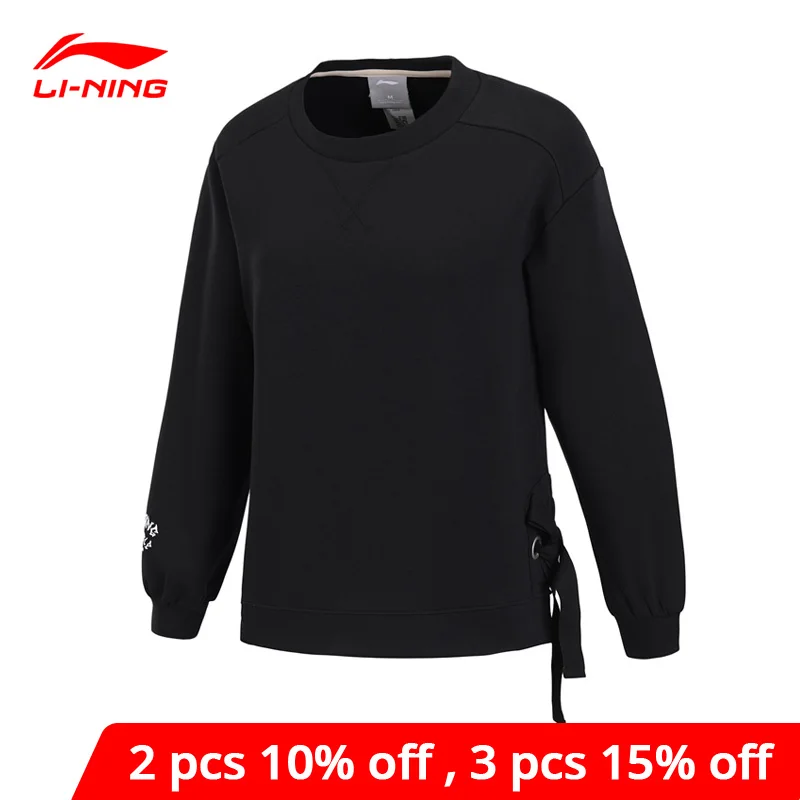 Женская толстовка с круглым вырезом Li-Ning модная свободная спортивная из 66% хлопка
