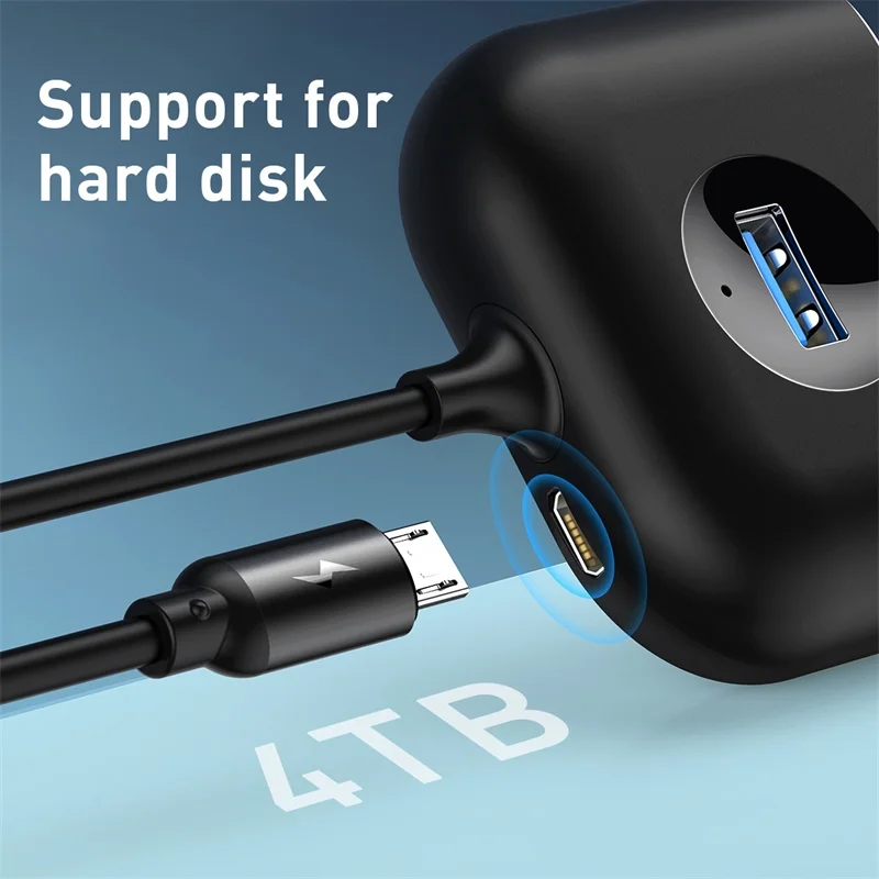 Baseus USB HUB 3.0 To Multi USB Splitter Adapter 4 Port with Micro USB Charging for Macbook Laptop Devices USB C HUB Switch Baseus USB HUB 3.0 To Multi USB Splitter Adapter 4 Port with Micro USB Charging for Macbook Laptop Devices USB C HUB Switch