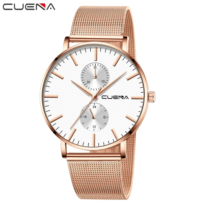 CUENA Man Watches Luxury Brand Business Elegant Fashion Men's Wristwatch Clock Stainless Steel Metal Men's Dress Watch Relogio 3