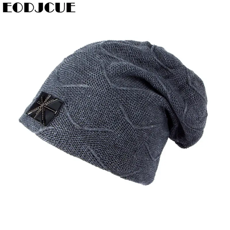 Корейские зимние шапки бини мужские вязаные шапки маски Gorras Bonnet Зимние головные уборы для мужчин и женщин Skullies Beanies шапки - Цвет: Серый
