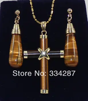 

beautiful tiger eyes stone earrings pendant necklace set