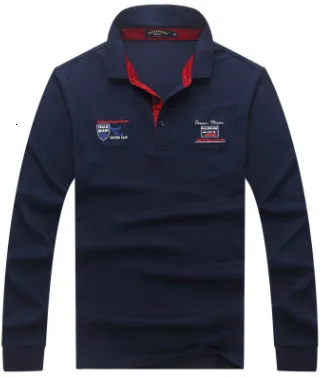 6210 Navy Blue Высококачественная Мужская рубашка поло с длинным рукавом, полосатые рубашки поло Camisa Polo Masculina, повседневные хлопковые топы больших размеров M-3XL - Цвет: 6210 Navy Blue
