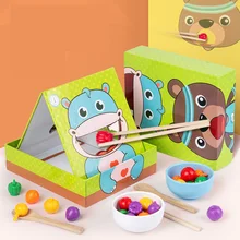 Casa de juegos de madera para niños, juguete de simulación de alimentación, palillos de Clip para Educación Temprana, ejercicio Montessori, juguete para el beneficio de la sabiduría