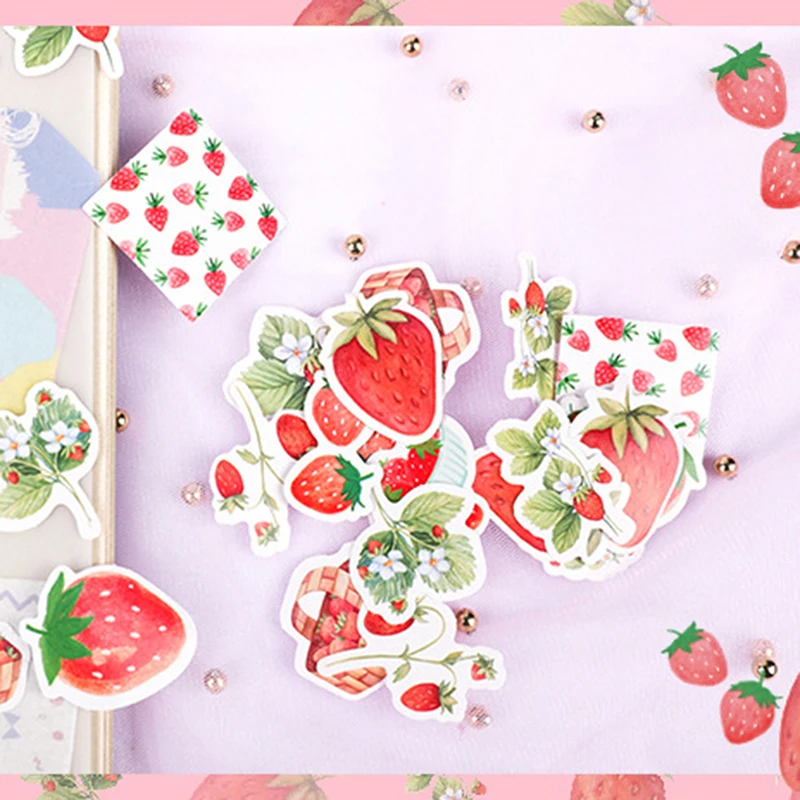 1 коробка клубника бумажные стикеры для дневника Декор Diy Скрапбукинг стикер для канцелярских товаров Милый