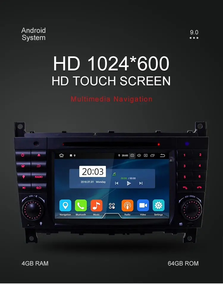 Besina Android 9,0 автомобильный dvd-плеер с двумя цифровыми входами для Mercedes Benz Sprinter W203 A180 Viano Vito wifi gps радио 4G+ 32G Мультимедиа Стерео