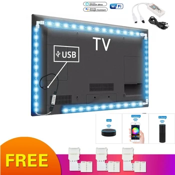 

USB LED Strip Light 5V RGB RGBW RGBWW Wifi Smart APP Alexa Google Kit Flexible 1M 2M 5M For TV PC Background Light