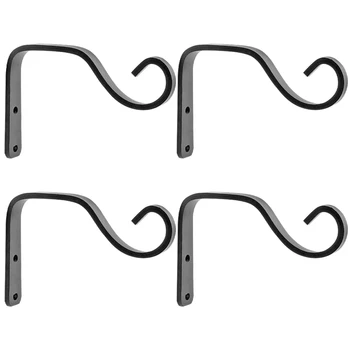 

4PCS 5.2 Inch Wrought Iron Hook Garden Flower Pot Decoration Country Retro Style Wall Bending Bracket