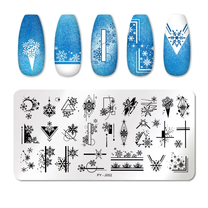 PICT YOU Christmas Nail Stamping Plates Snowflake Festival Pattern Nail Art Image Plates Stainless Steel Nail Art Plate Stencil 3