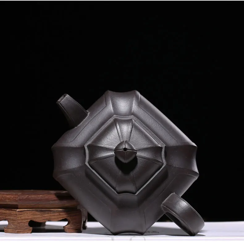 Yixing Clay Teapot Raw Ore Galaxy Black Square Pumping Angle Using American Cao Zhigang Entirely Handmade Gift Collection Custom