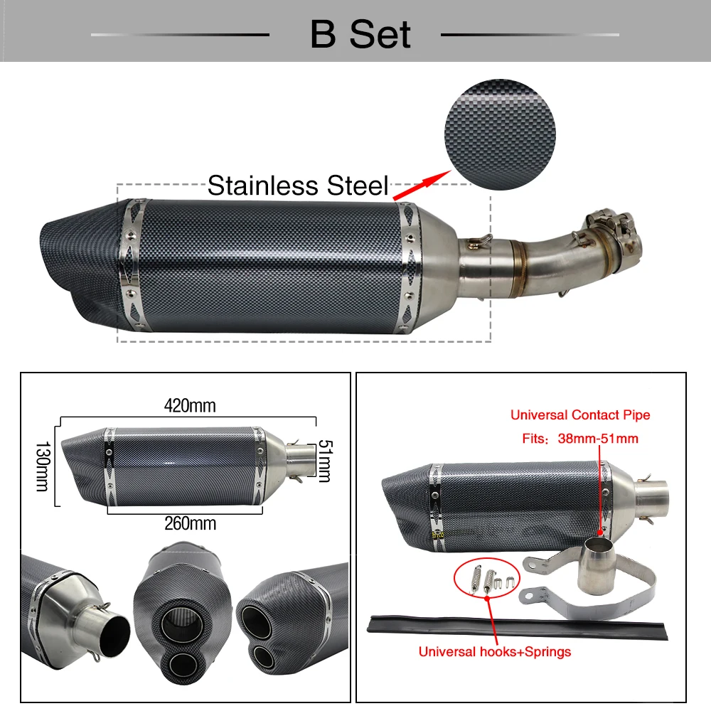 Глушитель выхлопной трубы SCL Racing 51 мм из нержавеющей стали для Kawasaki NINJA400/Z400 2017