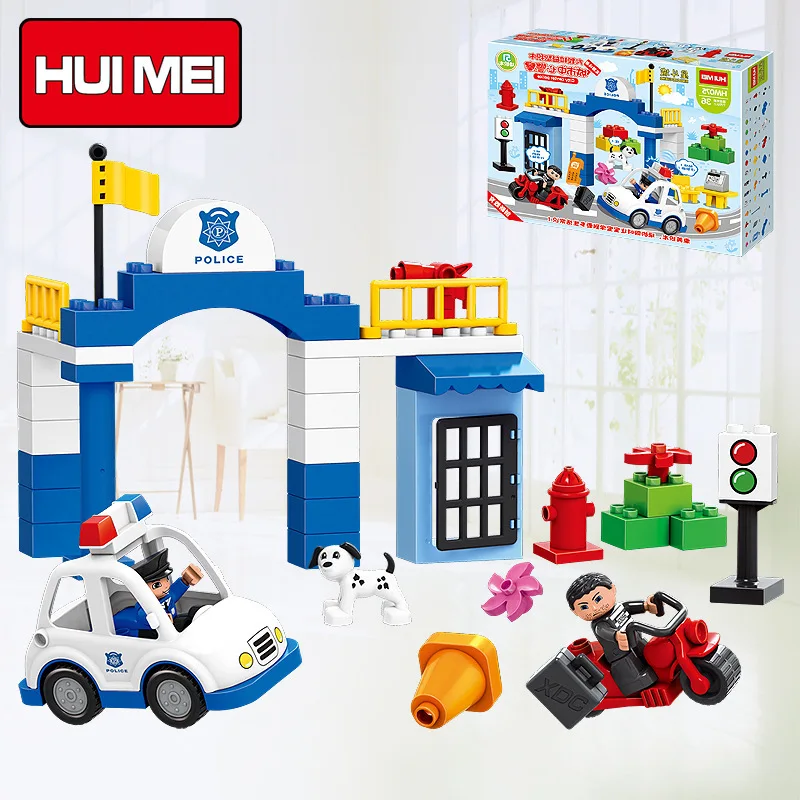 

LEPAO High hui mei Building Blocks Assembled Large Particles City Police Fight Inserted CHILDREN'S Toy Educational 2-3-6-Year-Ol