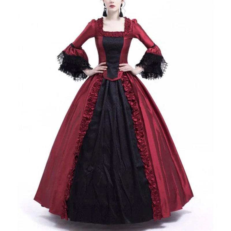

Women Medieval dress M~4XL oversize autumn winter Gothic Vintage Dress Lace Large Swing High Waist Elegant party dresses vestido
