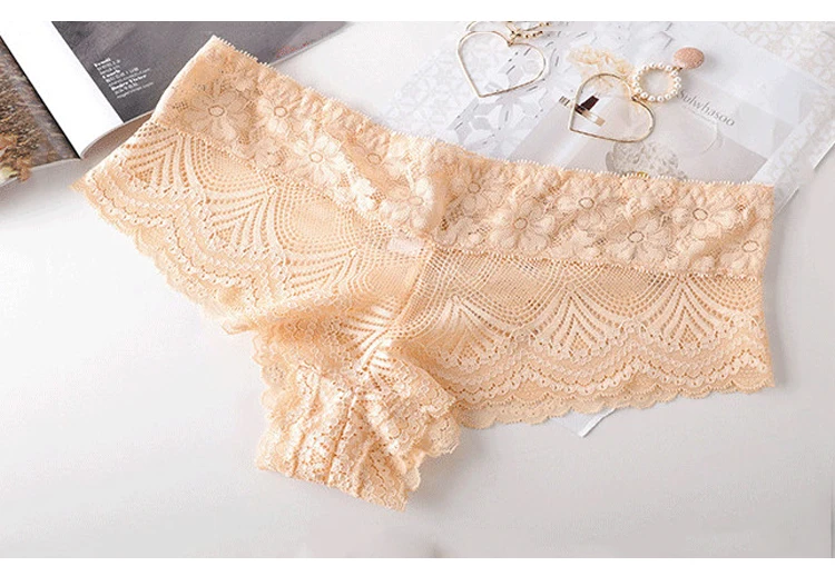 CINOON Women Panties Sexy Lace Underwear Woman Knickers Lace Panties Embroidery Lingerie Transparent Briefs Underpants Plus Size (12)