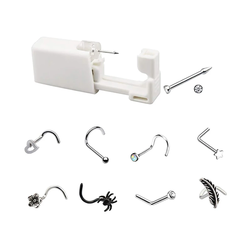 Одноразовый безопасный стерильный пистолет для пирсинга носа и 8 предметов |