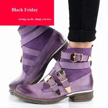 Oeak 2019 nowych moda kobiet fioletowe krótkie botki prawdziwej skóry niebieskie zimowe buty wiązane buty unikalny projekt buty(China)