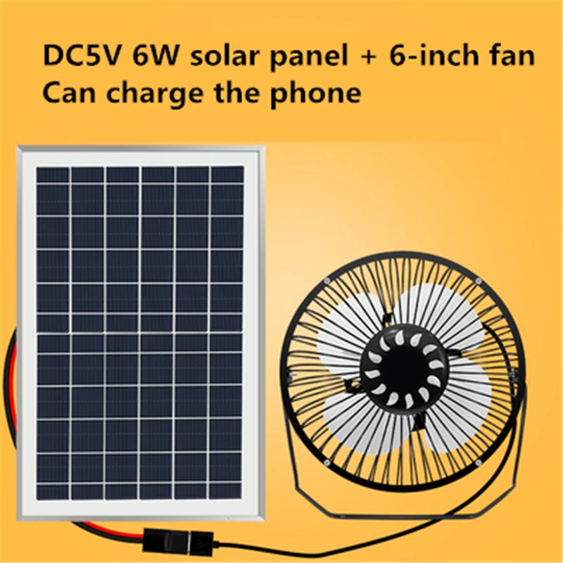 Solar Panel Fan DC 6V 5V 3W 6W 10W Charge Phone Electric Photovoltaic Power Generation Tempered Glass Hiking Camping Outdoors