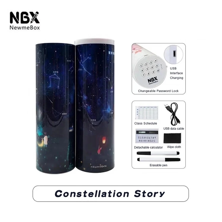 Constellation Story Newmebox пароль Карандаш чехол мультфильм шаблон ручка держатель большой Ёмкость коробка канцелярских принадлежностей кодовый замок Офис школьная сумка для хранения - Color: Constellation Story