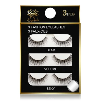 

3 Pairs Mink Full Strip Eyelash Thick Cross Natural Long Lashes 3D Handmade Eye Lash Faux Fake Lashes