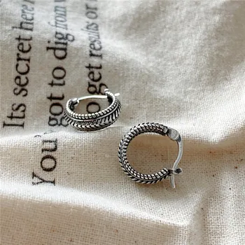 

RUIYI Real 925 Sterling Silver French Style Women Vintage Stud Earrings Original Simple Design Niche Make Old Distress Earrings