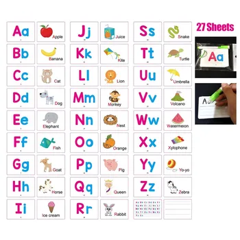27pcs Baby Learning ABC Alphabet Animal Fruit Learning Cognitive Memory Card With Erasable Pen Education Montessori Toys 1