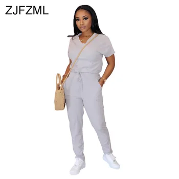 

Solid Plus Size 2 Piece Set Women Clothes V Neck Short Sleeve Slim T Shirts and Long Straight Pants Summer Causal Tracksuits