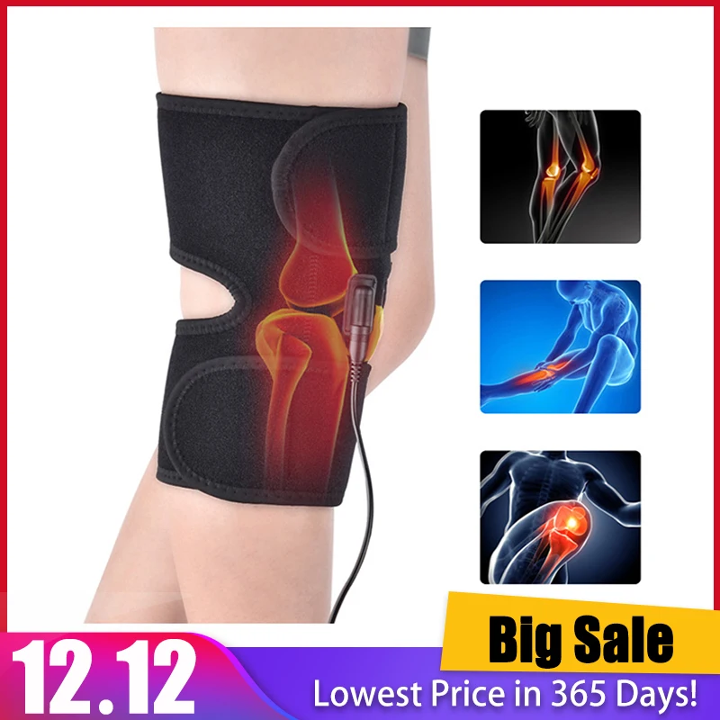 Online Knee Brace Support Wrap Massager Infrared Heating Hot Therapy Arthritis Cramps Pain Relief Injury Recovery Knee Rehabilitation