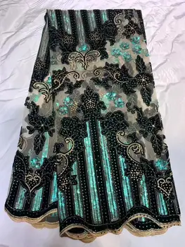 

African Lace Fabric 2020 High Quality Lace Velvet French Net Lace Fabric With Sequins and Stones Nigerian Lace Fabric