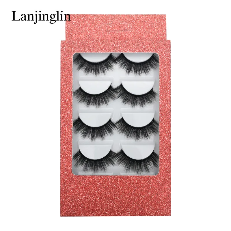 LANJINGLIN, 5 пар, накладные ресницы из искусственной норки, полная полоска, ресницы ручной работы, пушистые, объемные, 5d, для наращивания ресниц, макияж, натуральные, cils, G800