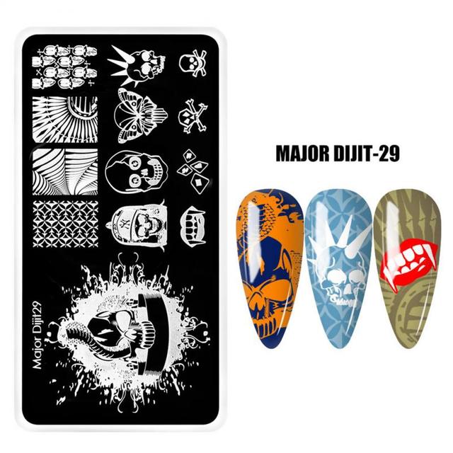 irregular shape Nail Stamping Plates Skull Template Dot Point Image Printing Stencil Nail print template Manicuring Tool