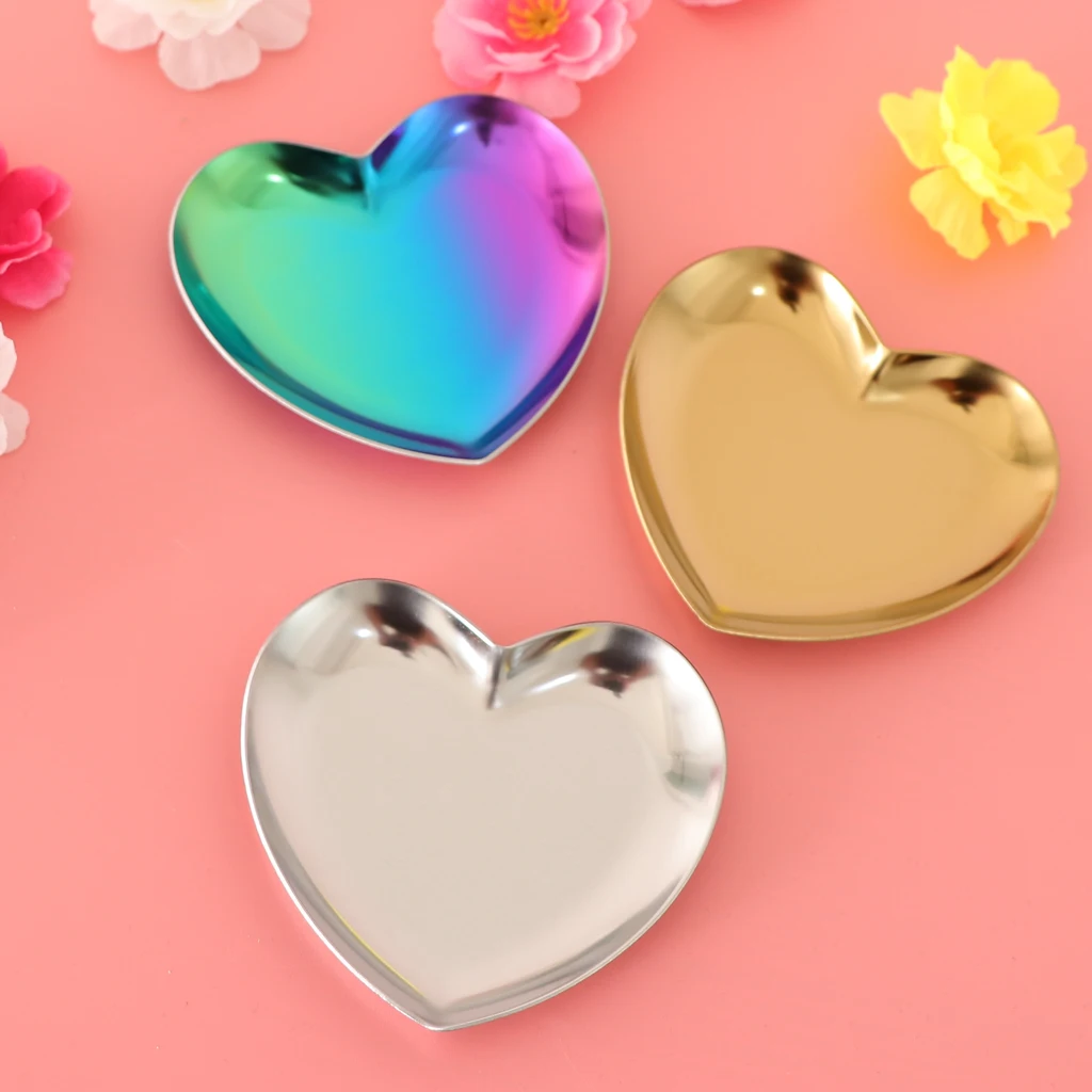 Heart Shaped Metal Storage Tray Jewelry Organizer Trays Ring Necklace Accessories Tray Jewelry Plate