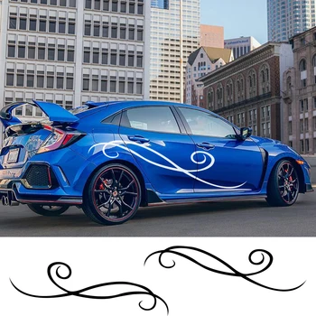 

2pcs Long Stripe Car Sticker Vinyl Auto Side Body Decoration Decal Car Racing Sports Styling Sticker Car Accessories
