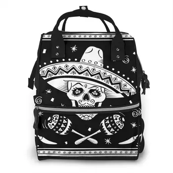 

Mummy Bag Mexican Sugar Skull Nappy Backpack Large Capacity Stroller Bag Mom Baby Multi-function Waterproof Outdoor Diaper Bags