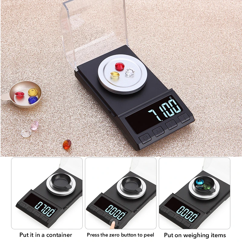 

USB Charging Digital Scale 10/20/50/100g 0.001g High Precision Jewelry Weighing Balance Electronic Scale With Weighting Platform