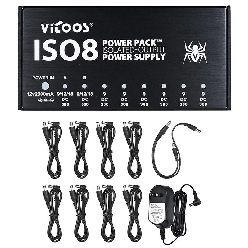 

Vitoos Iso8 Guitar Integrated Effects Compact Size Power Supply Power Noise Reduction Isolated Dc Outputs For 9V/ 12V/ 18V Guita