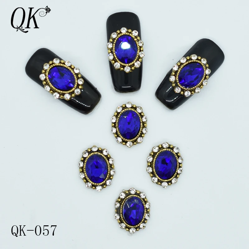 QK-057 10 шт./лот сплав Новое поступление ногтей браслеты с подвесками с украшением в виде кристаллов бриллиантов СТРАЗА под камень нейл-арта украшения ювелирные изделия аксессуары Стразы - Цвет: QK-057