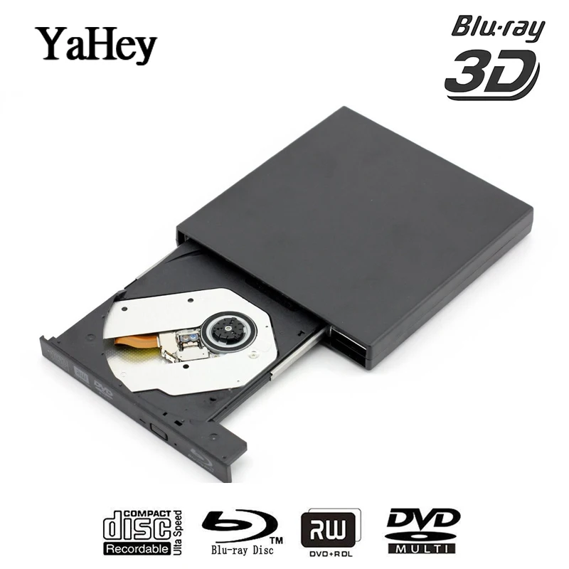 YAHEY Внешний Blu ray плеер USB 2 0 CD/DVD оптические диски 25/50G BD ROM RM RW записывающая горелка