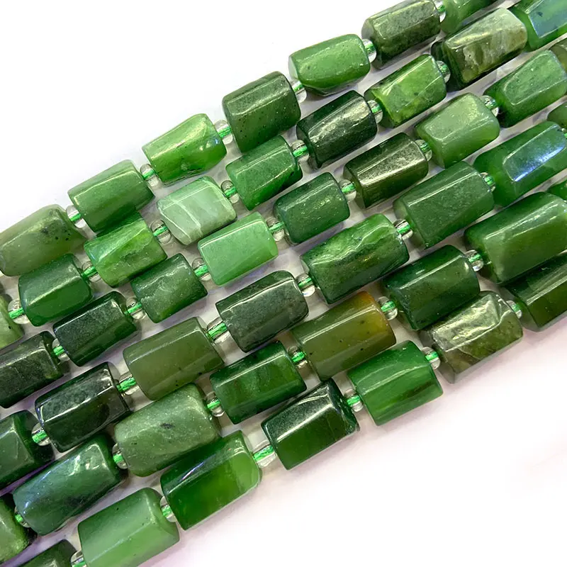 

6x8 мм натуральные зеленые канадские бусины из нефрита 15 ''колонна баррель разделитель DIY свободные бусины для изготовления ювелирных изделий бусы браслет ожерелье подарок