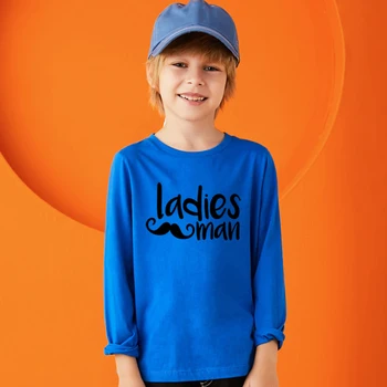 

Ladies Man Print Funny Kids Boys Tshirt Tops Children Casual Long Sleeve Clothes Toddler Boy Fashion Letters Streetwear Outfit