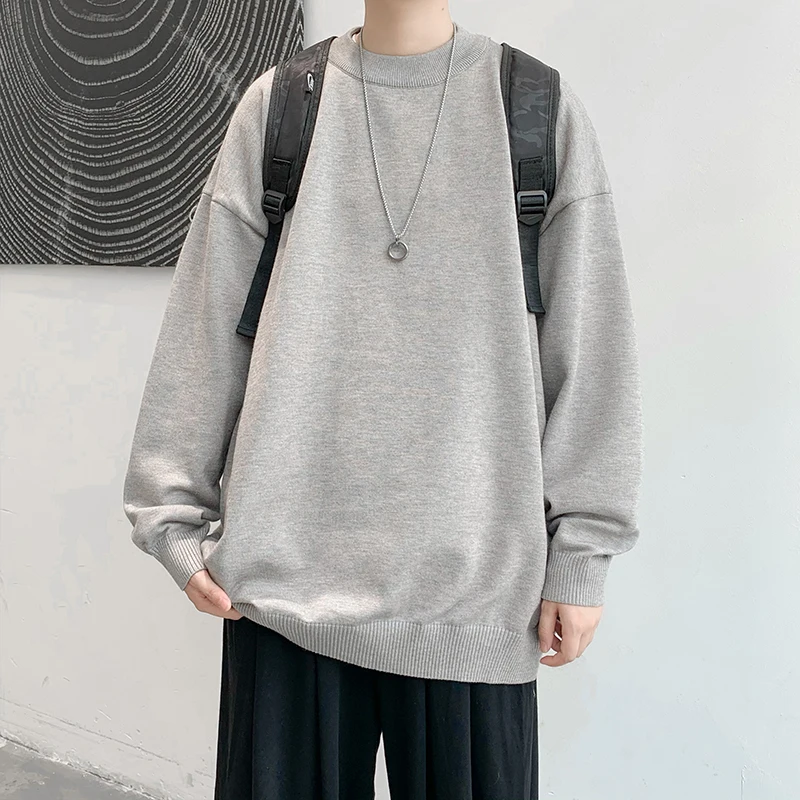 Autumn New Harajuku Knitted White Yellow Black Sweater Men Casual O-Neck Pullover Oversize Loose jumper M-3XL sweater hoodie Sweaters