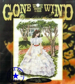 

Higher Cotton beautiful counted cross stitch kit gone with wind scarlett o'hara scarlet in white ruffles, pretty girl