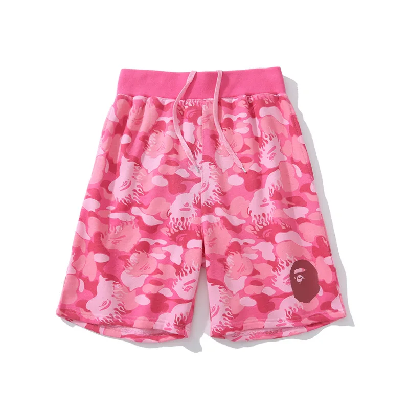 Pantalones cortos de camuflaje Bape para hombre y mujer, ropa informal de algodón